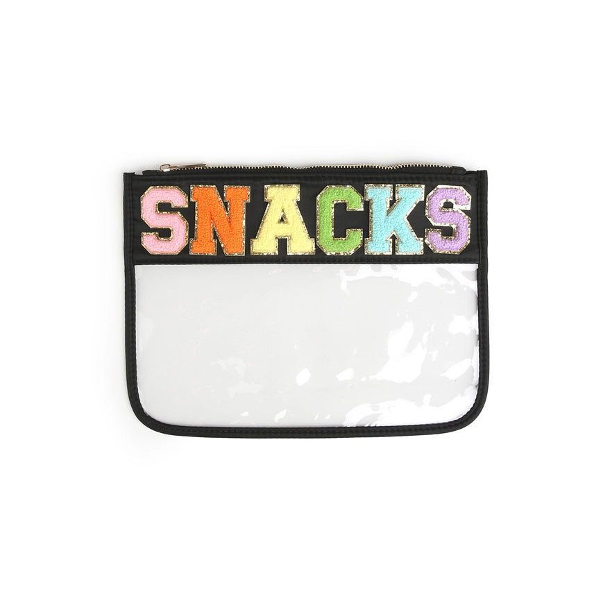 Clear Zippered Varsity Patch Pouch
