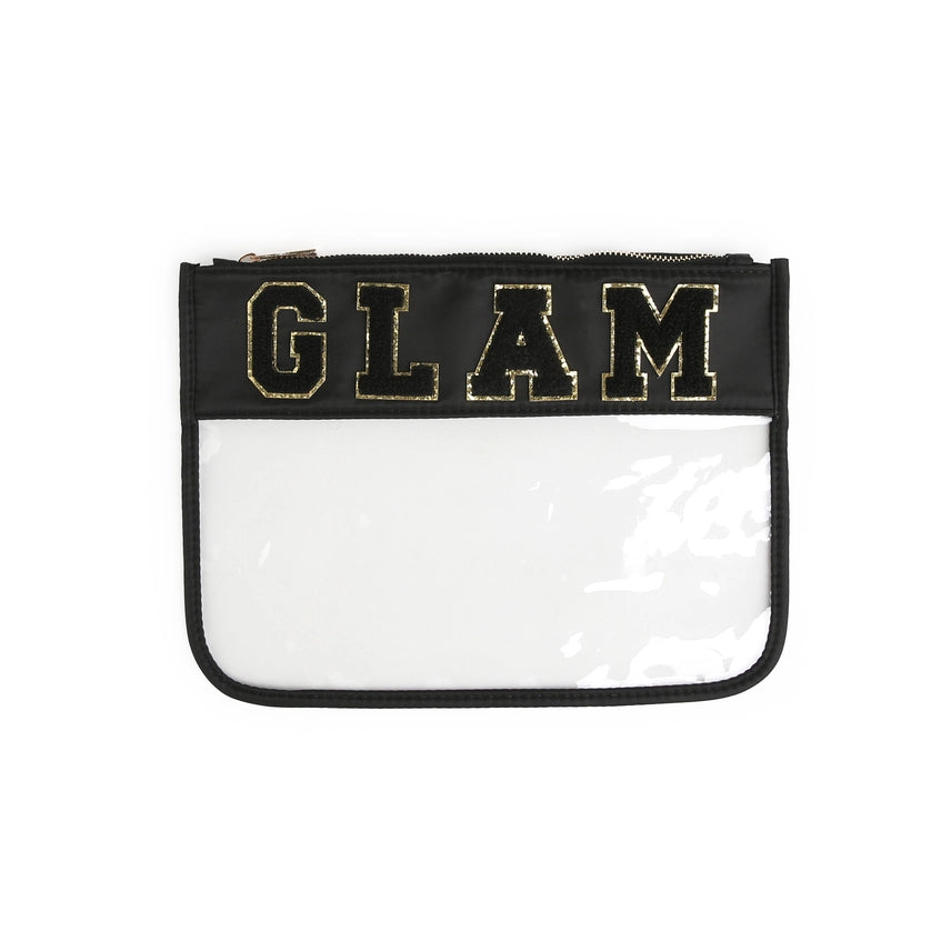Clear Zippered Varsity Patch Pouch