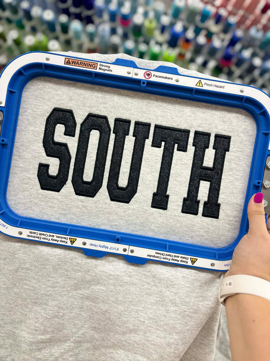 Custom Glitter Applique Varsity Letter Embroidery