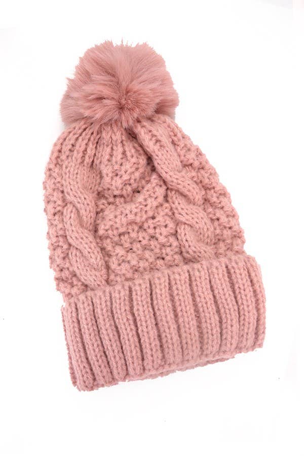 CLASSIC CABLE KNOT POM POM BEANIES HAT