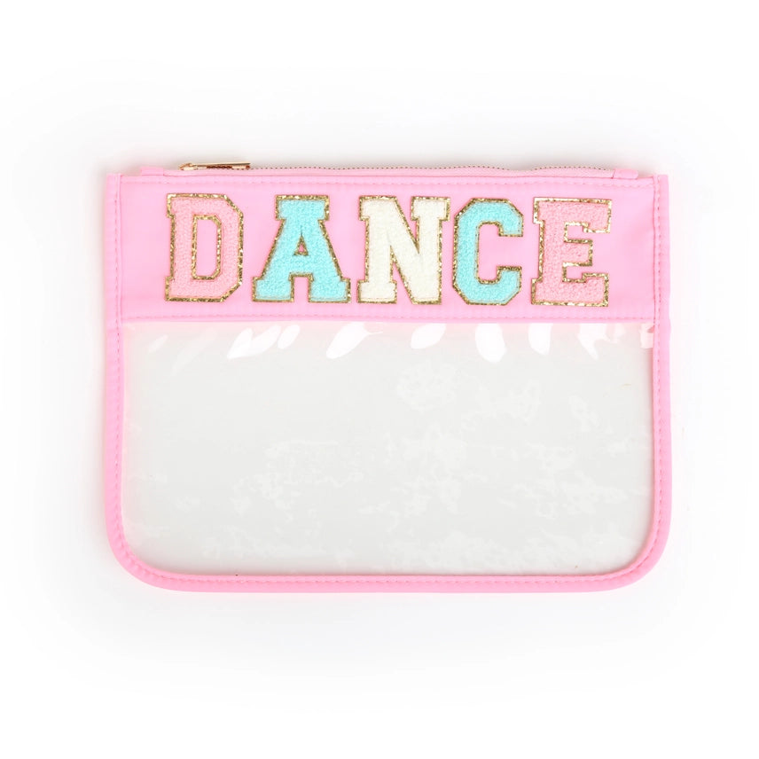 Clear Zippered Varsity Patch Pouch