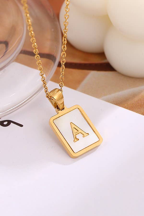“MOTHER OF PERL” INITIAL STAINLESS STEEL TARNISH FREE NECKLACE