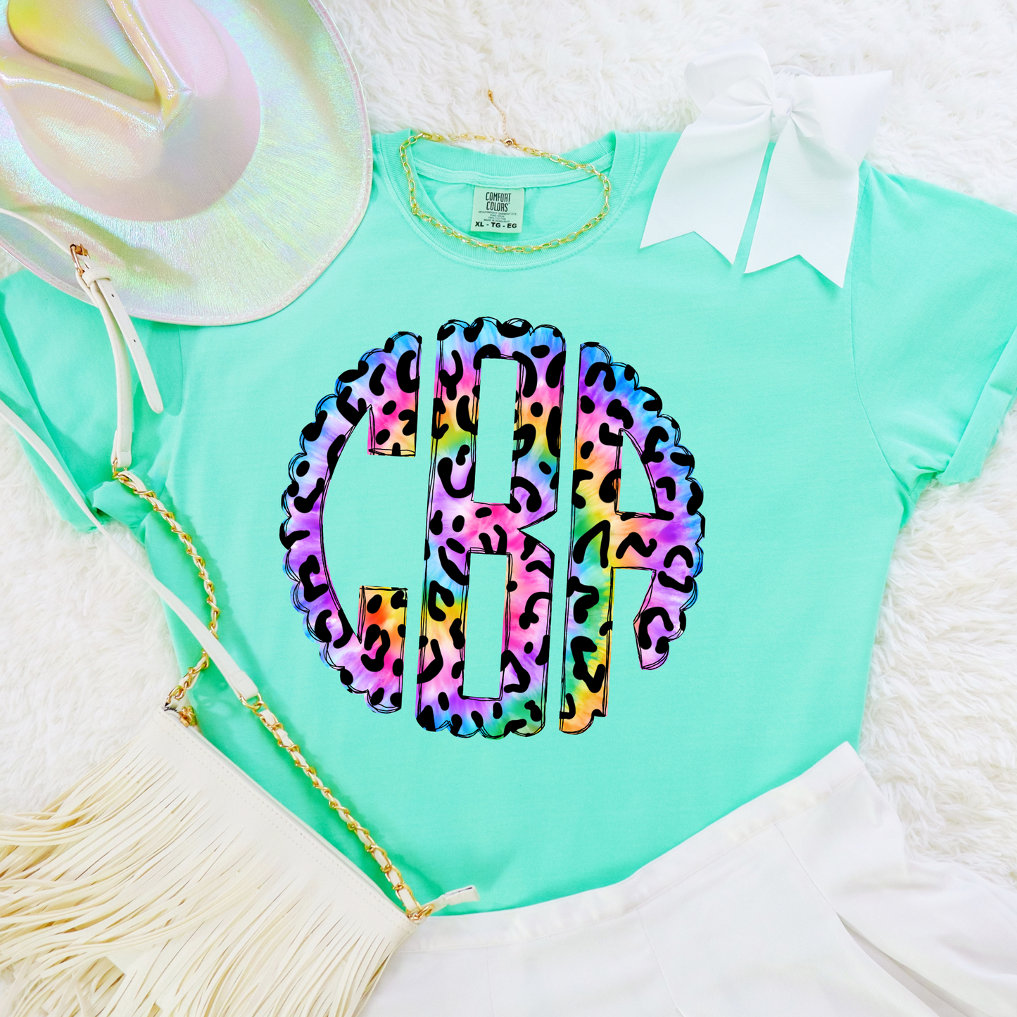 NEON LEOPARD MONOGRAM COMFORT COLOR TEE š