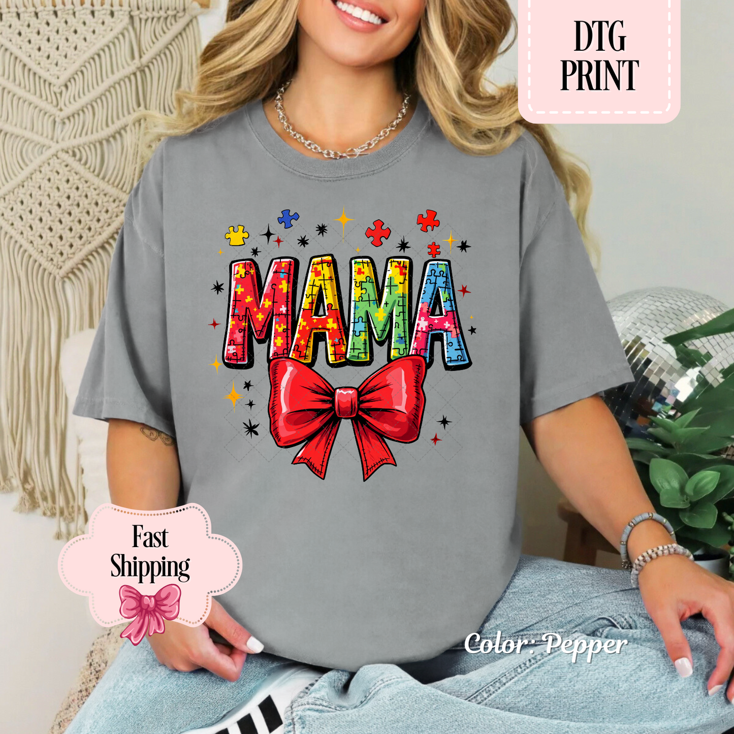 Autism Awareness MAMA Bow