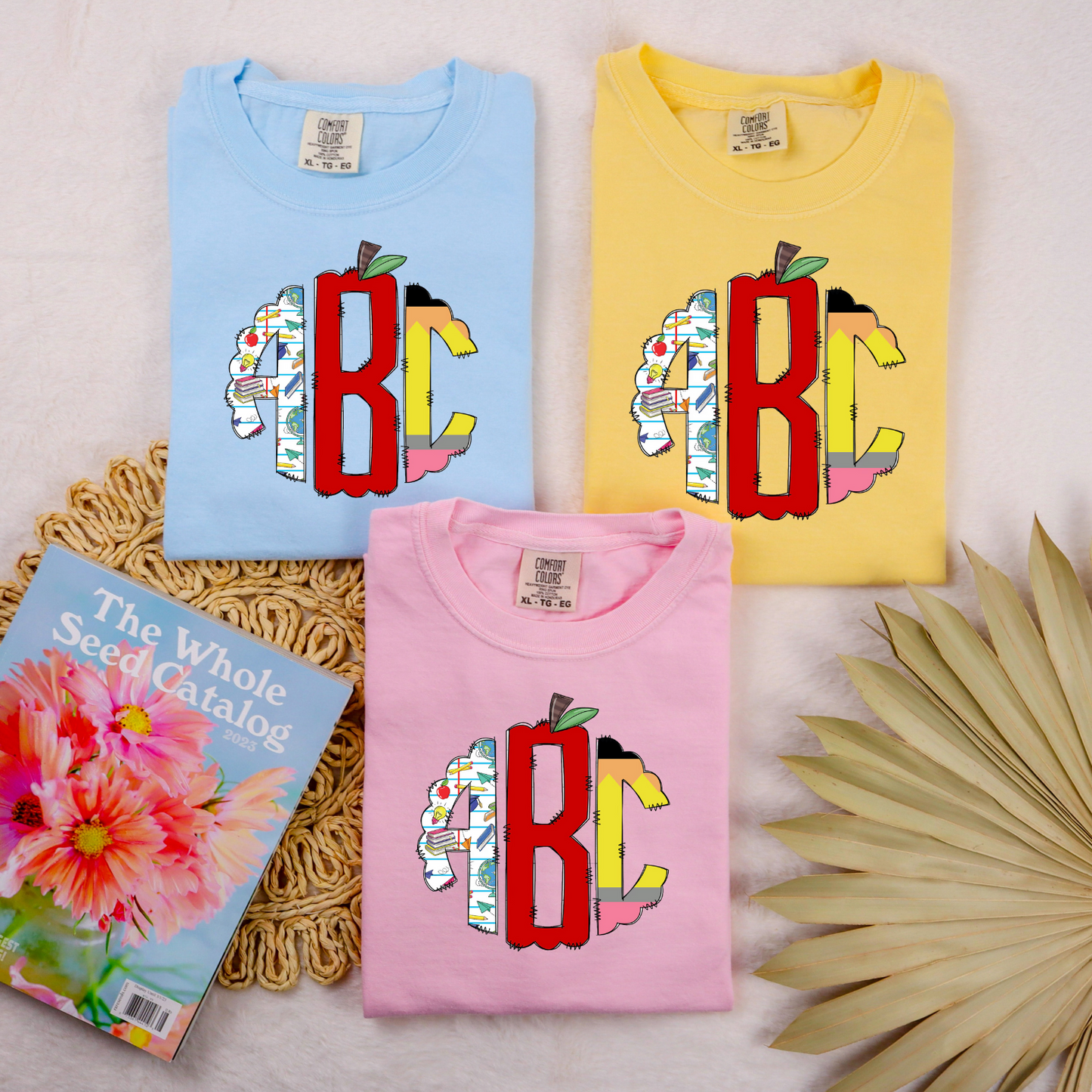 Teacher Themed Monogrammed Tee