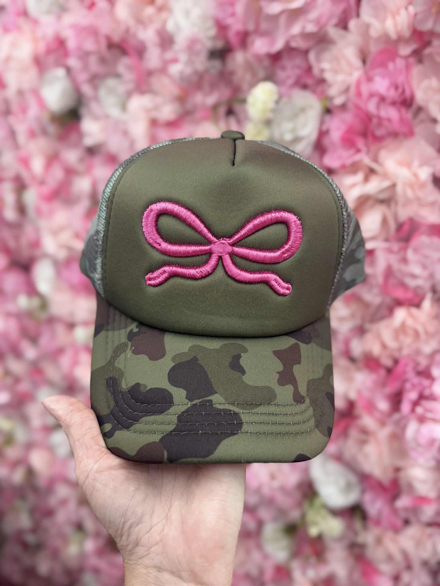 Camo & Coquette Bow Trucker Hat