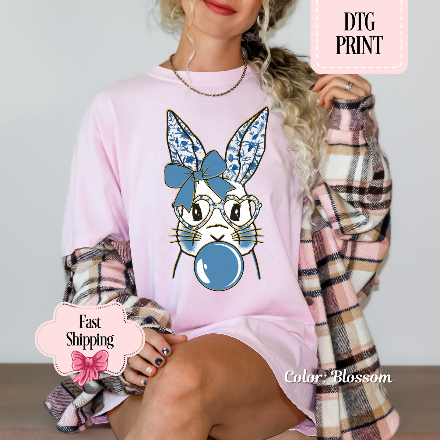 Bubble Gum Bunny (Blue Chinoiserie)