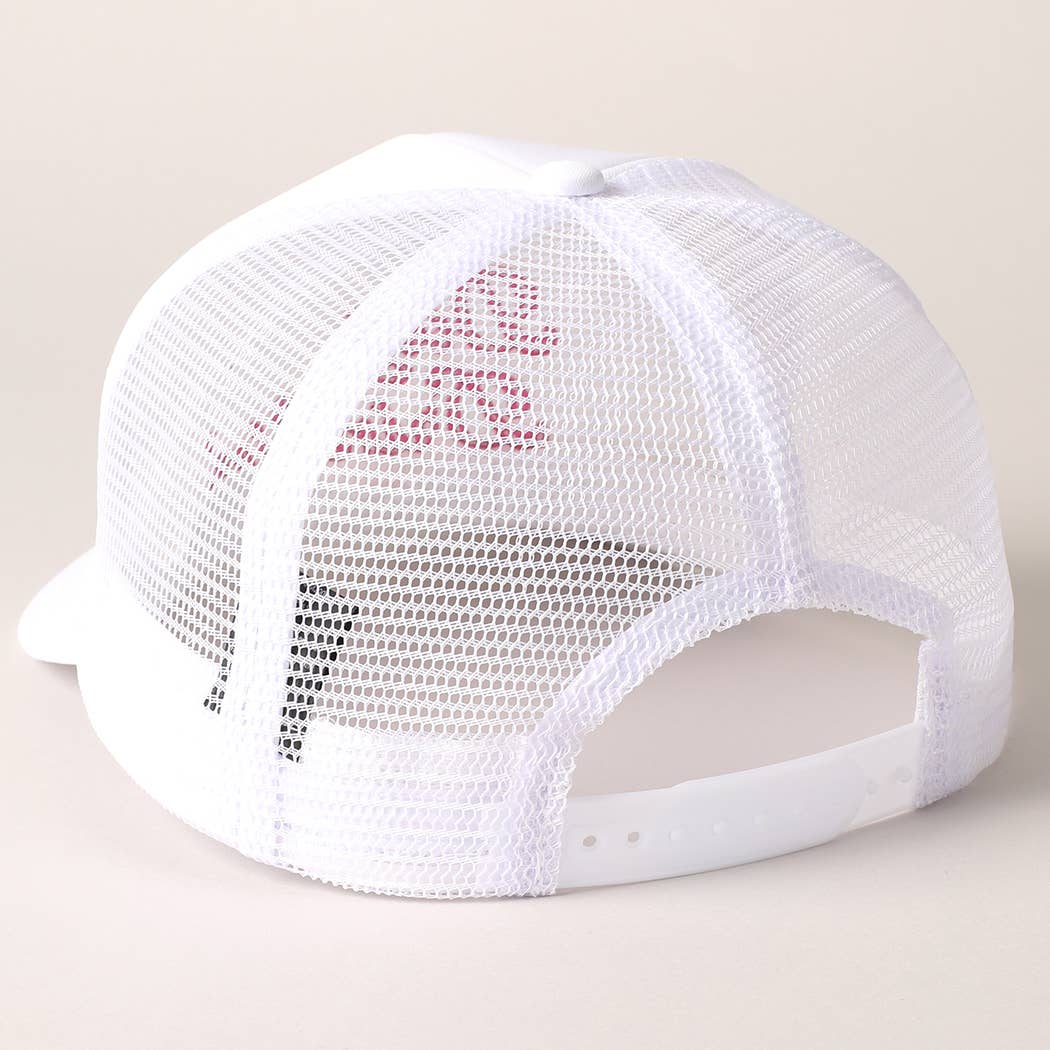 Day Drinkin Texts Embroidery Mesh Back Trucker Hat: FUCH / ONE SIZE