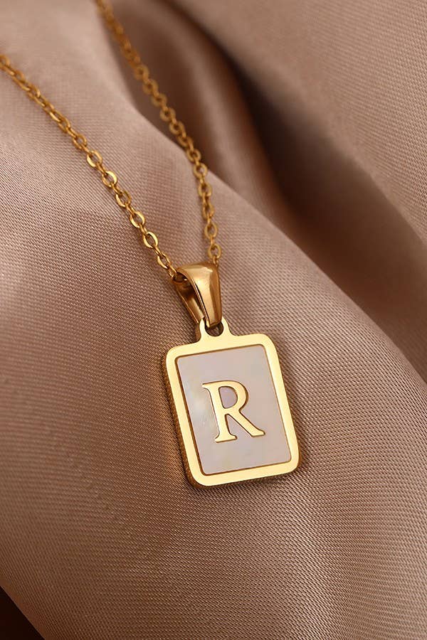 “MOTHER OF PERL” INITIAL STAINLESS STEEL TARNISH FREE NECKLACE
