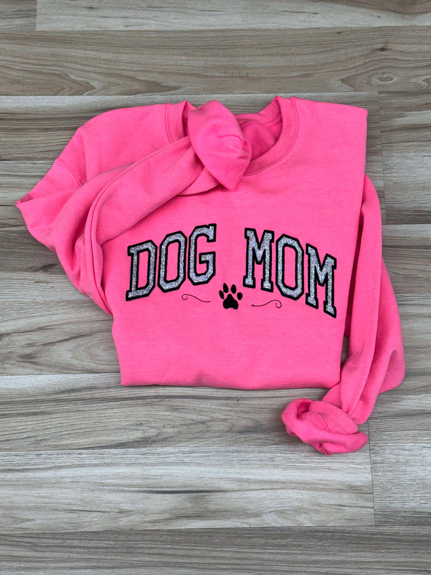 Dog Mom Glitter Embriodered Crewneck