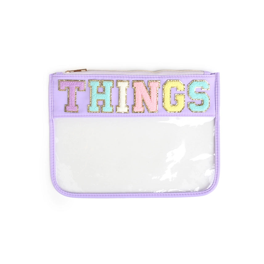 Clear Zippered Varsity Patch Pouch