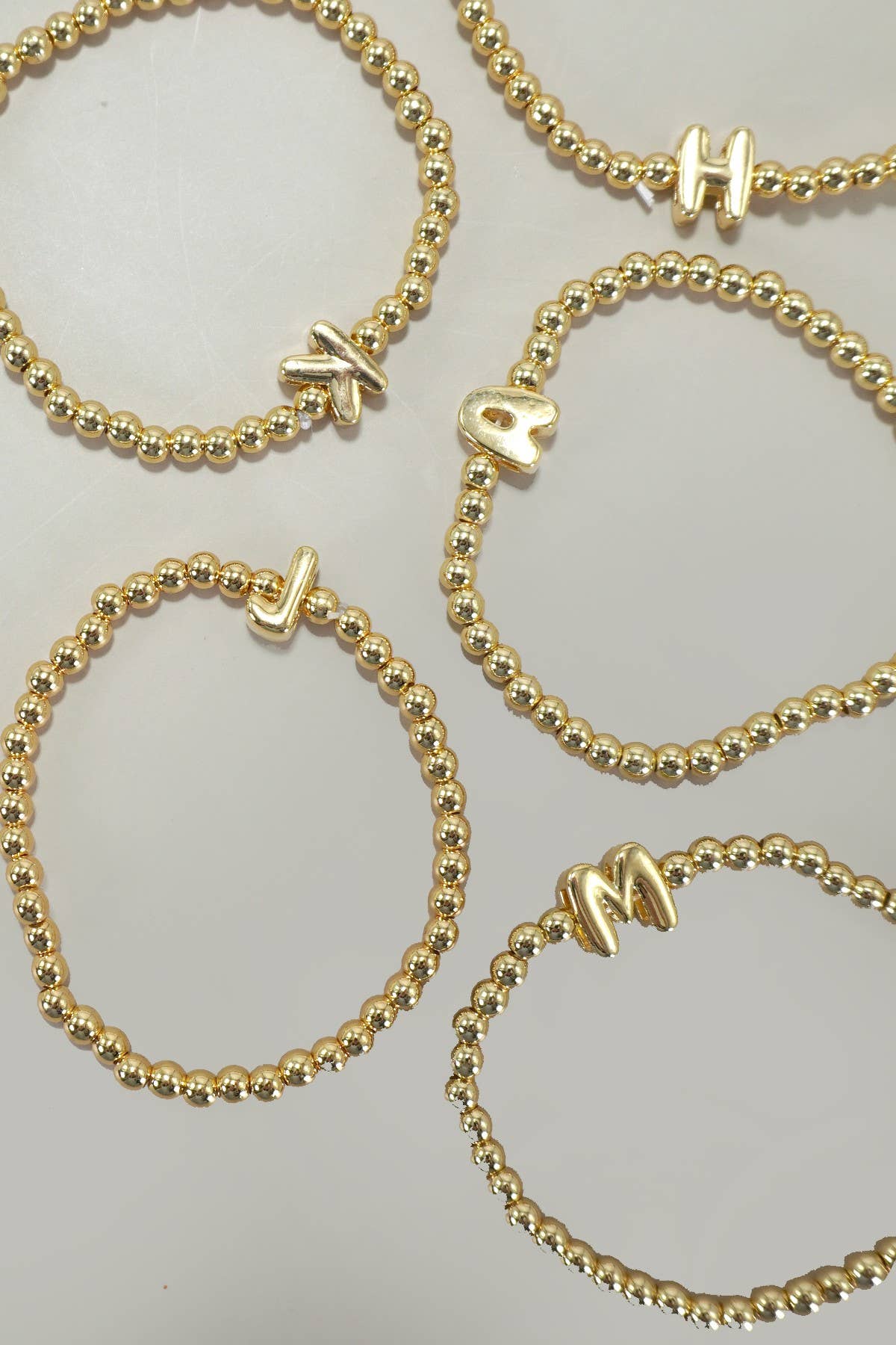 INITIAL MONOGRAM BUBBLE STRETCH BEAD BRACELET