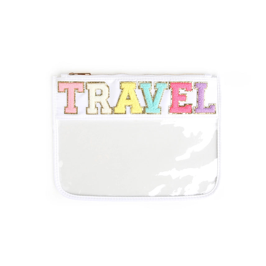 Clear Zippered Varsity Patch Pouch
