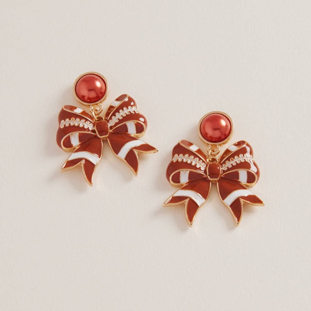Sideline Bows Football Earrings