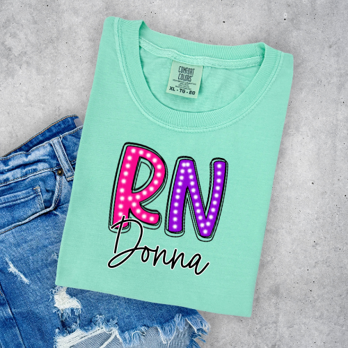 Colorful Neon Initial & Name Tee
