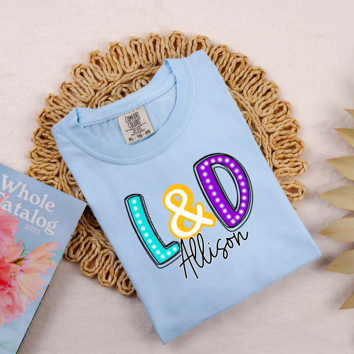 Colorful Neon Initial & Name Tee