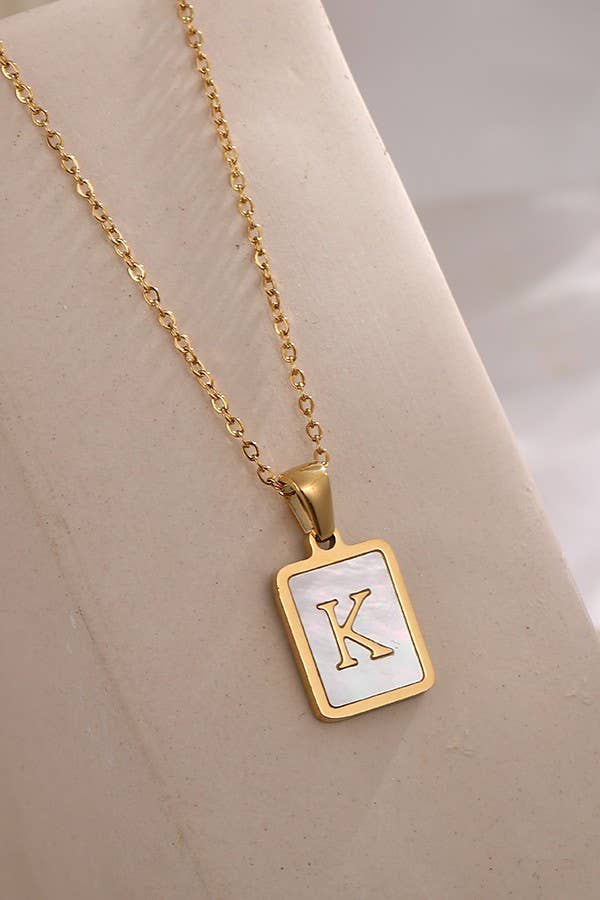 “MOTHER OF PERL” INITIAL STAINLESS STEEL TARNISH FREE NECKLACE