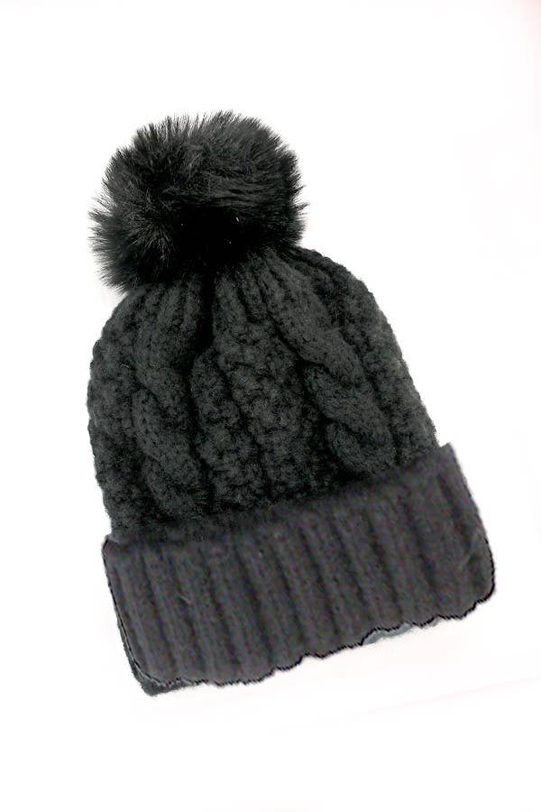 CLASSIC CABLE KNOT POM POM BEANIES HAT