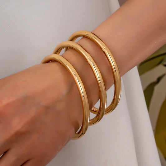 Chunky Triple Tube Bangle Set