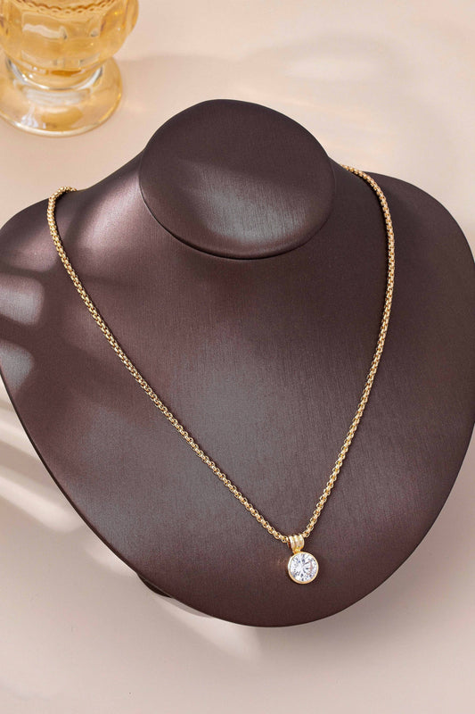 ROUND ZIRCON PENDANT NECKLACE