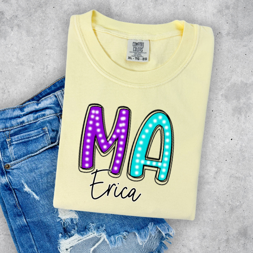 Colorful Neon Initial & Name Tee