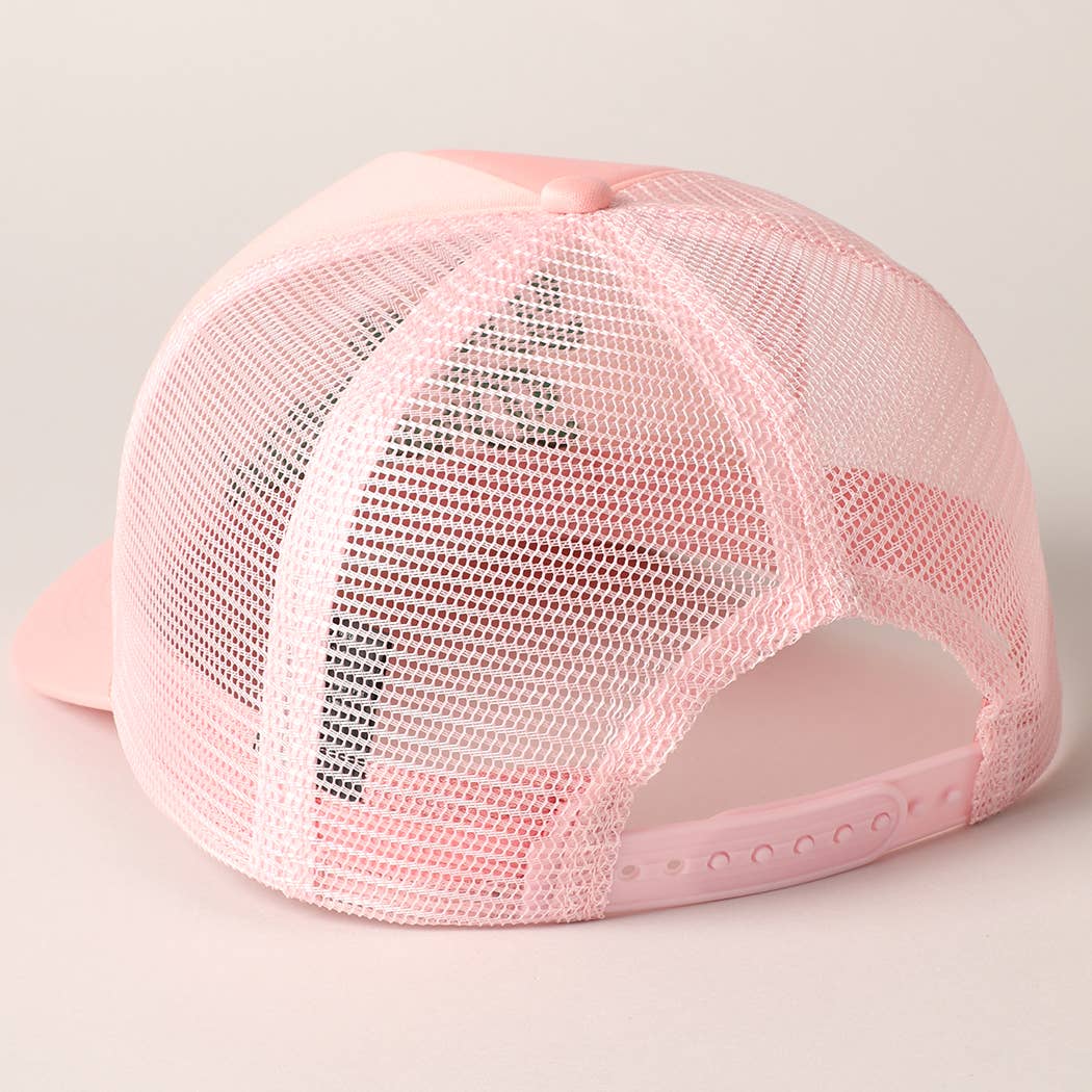 Day Drinkin Texts Embroidery Mesh Back Trucker Hat: FUCH / ONE SIZE