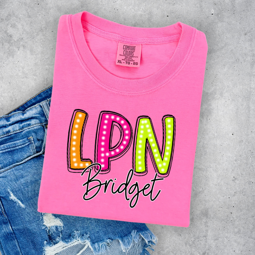 Colorful Neon Initial & Name Tee