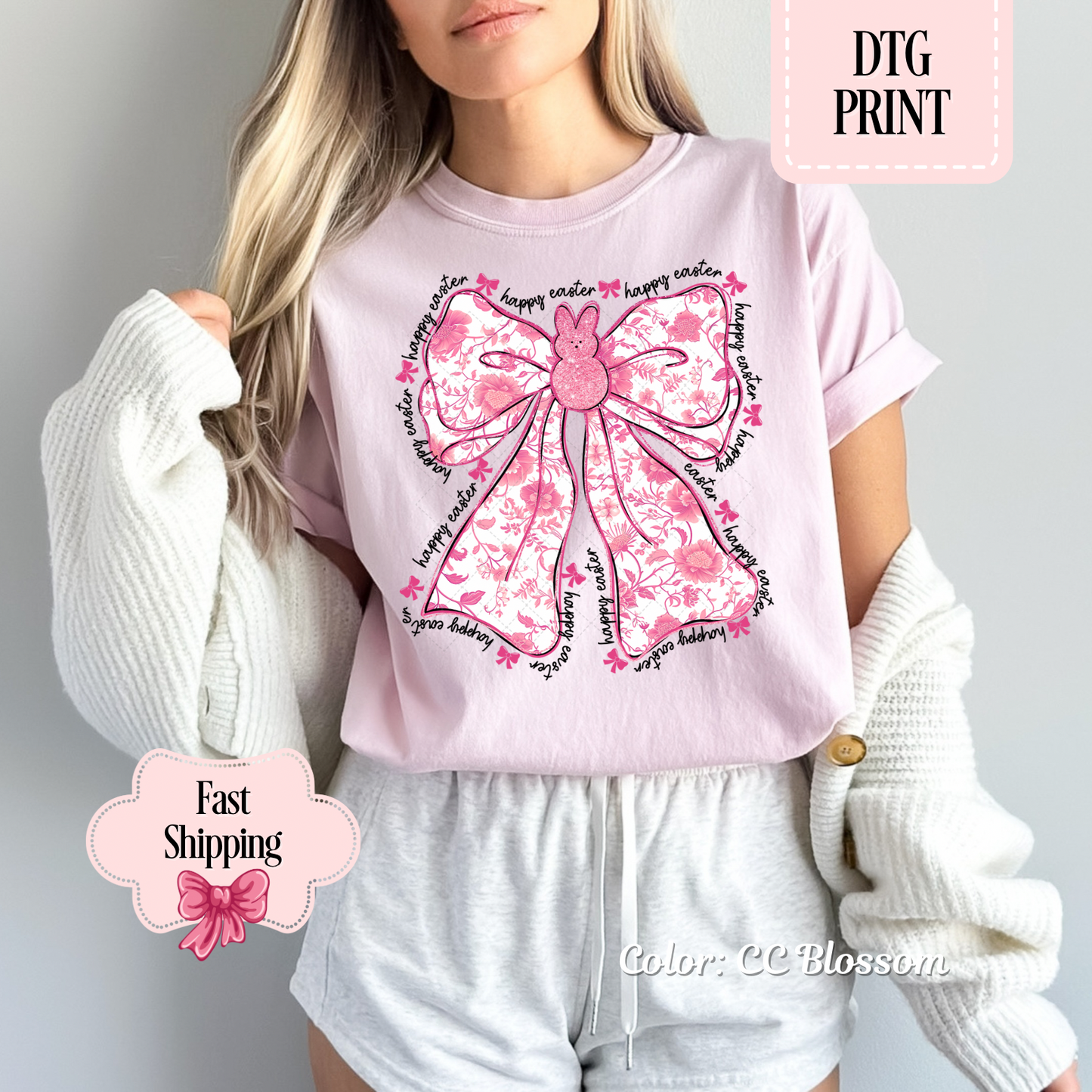 Floral Easter Pink Chinoiserie Bow