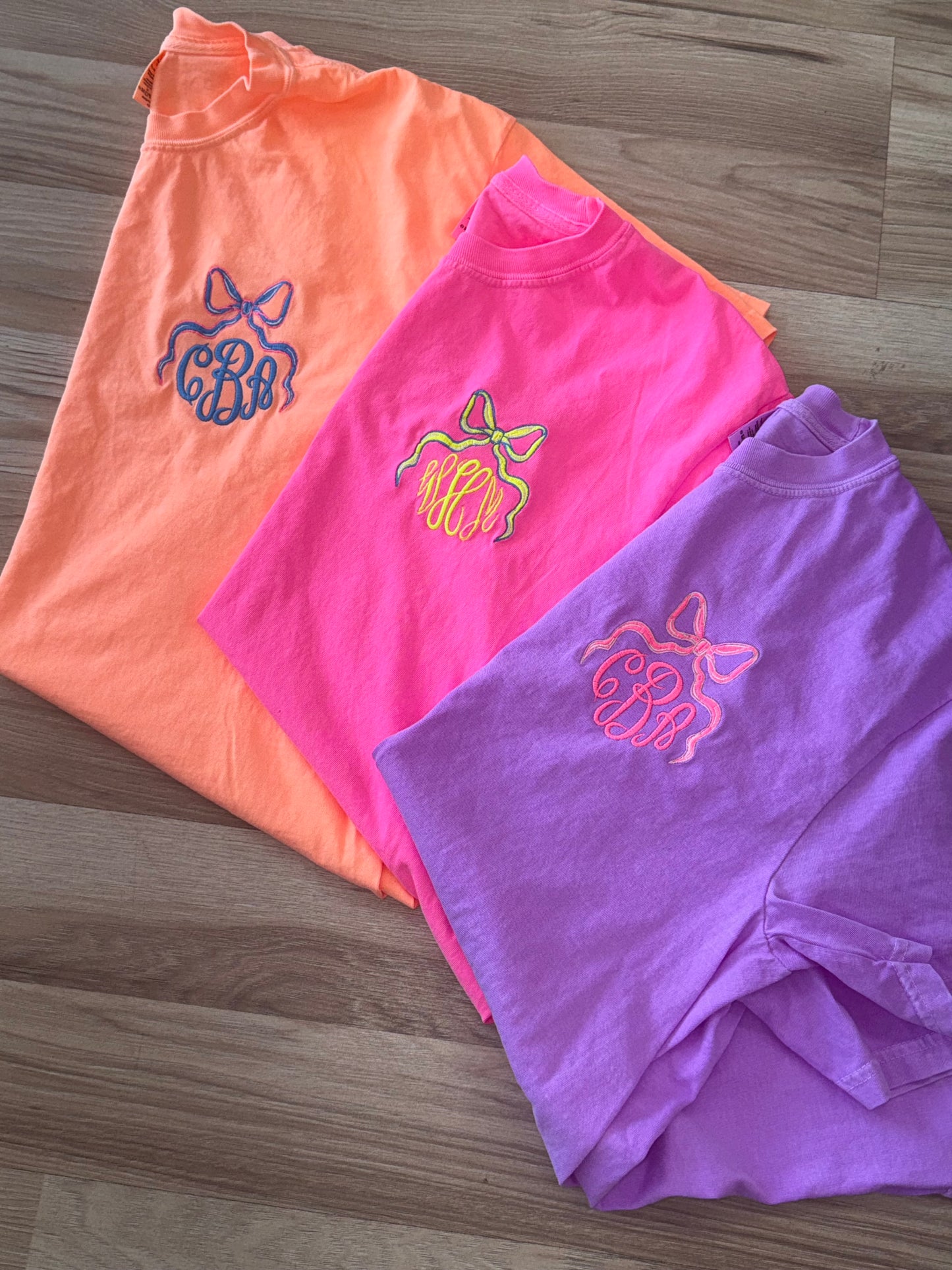 Classy Bow Monogrammed Embroidered Tee ✨c