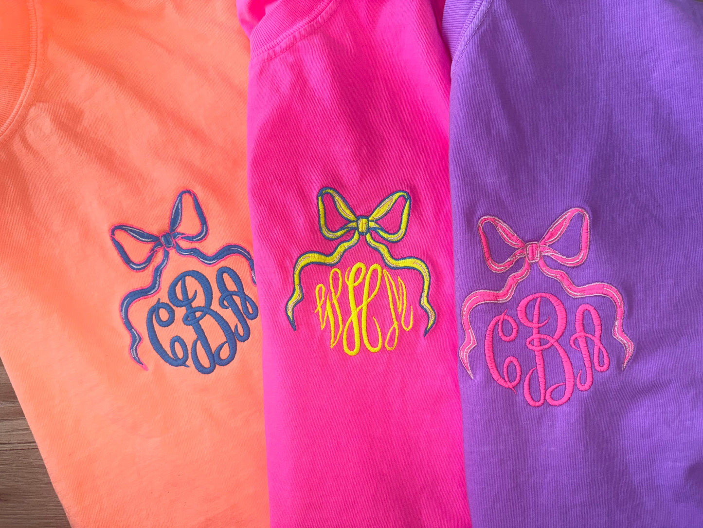 Classy Bow Monogrammed Embroidered Tee ✨c