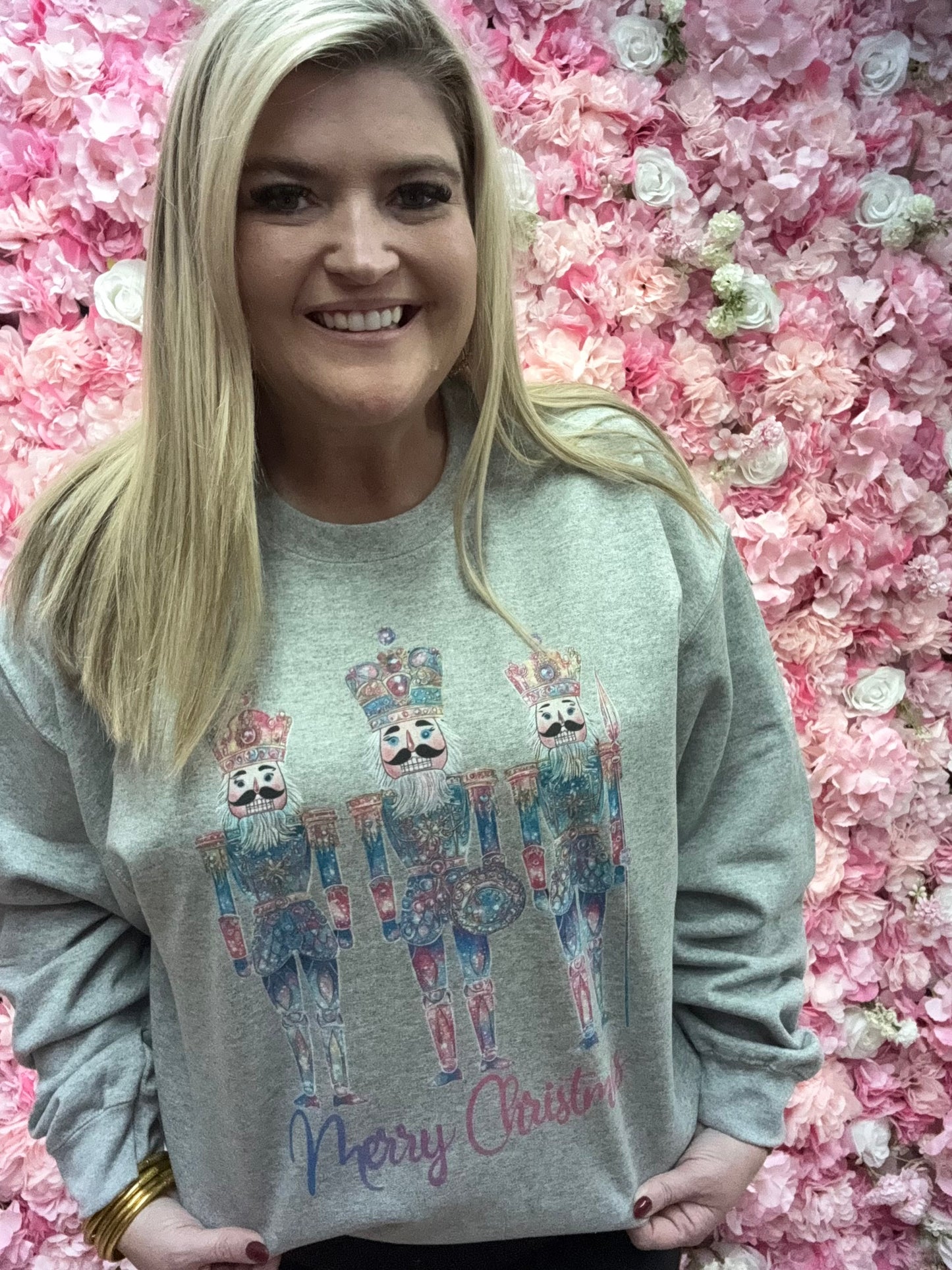 Nutcrack Merry Christmas Crewneck - DTG - Gildan Athletic Grey