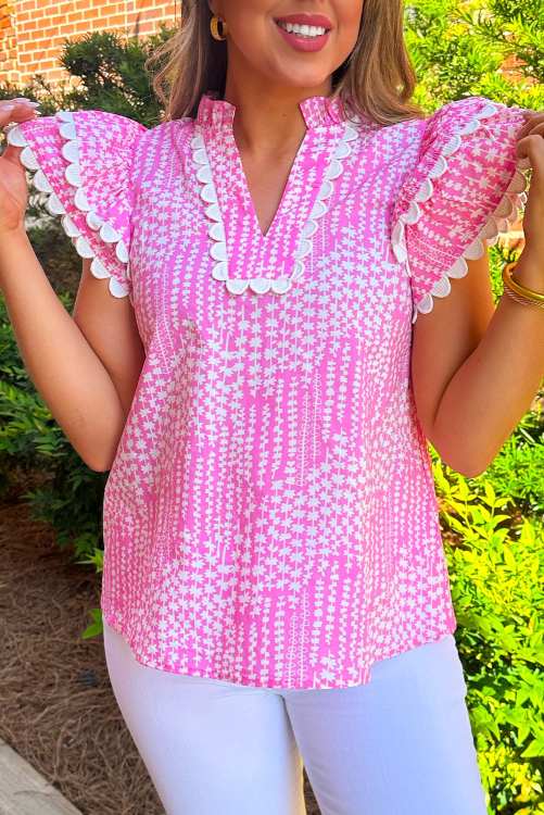Pink Breeze Flutter Top