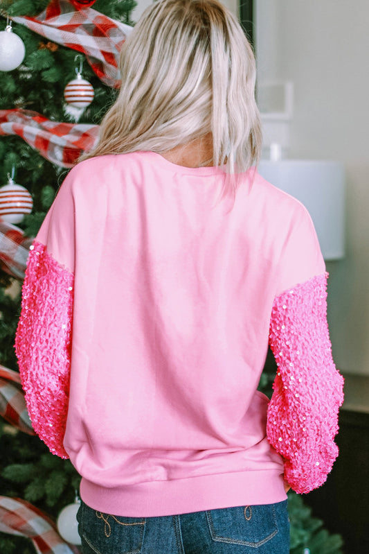 Jolly Sparkle Sequin Sleeve Sweatshirt
