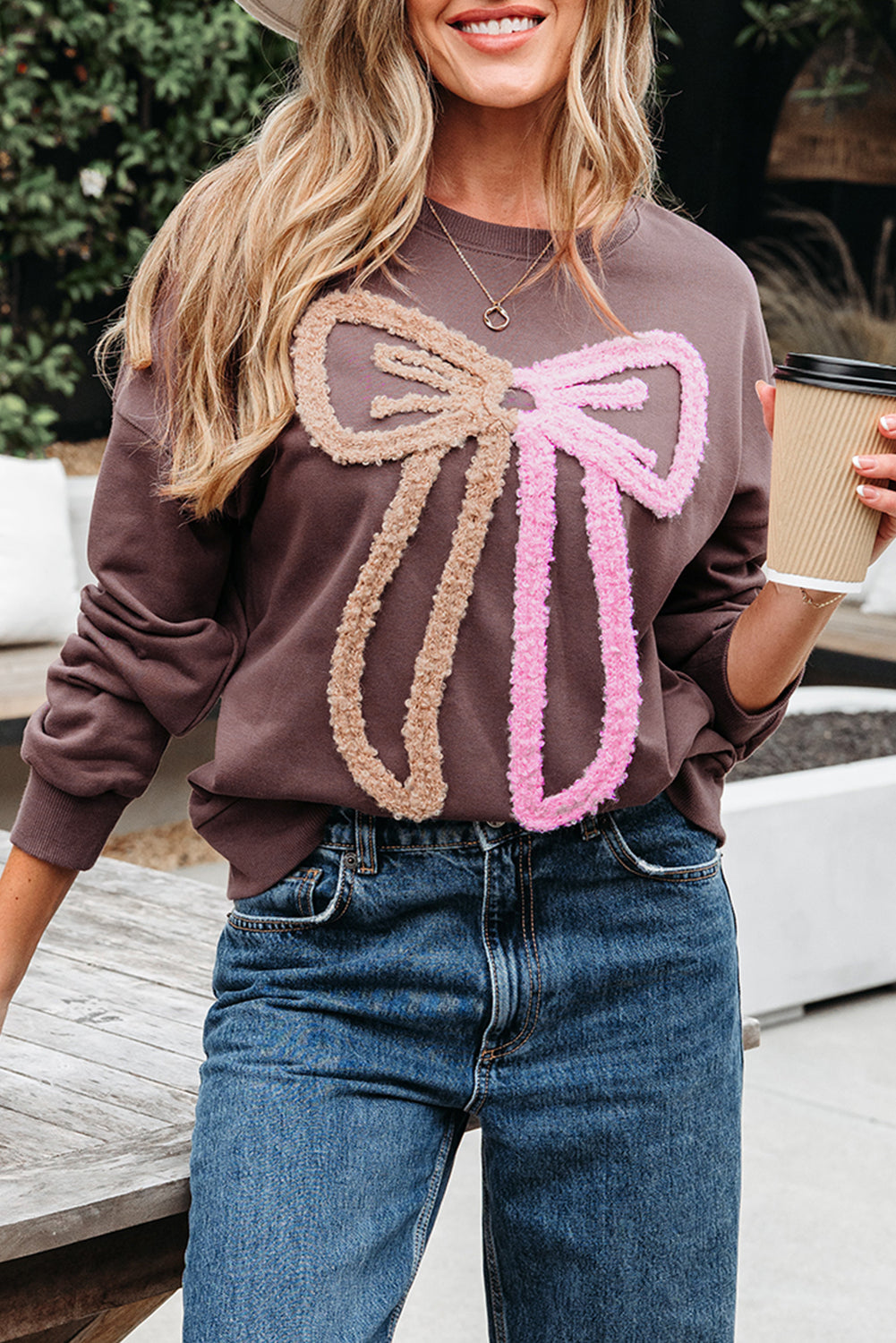 Bow & Beyond Contrast Terry Sweatshirt