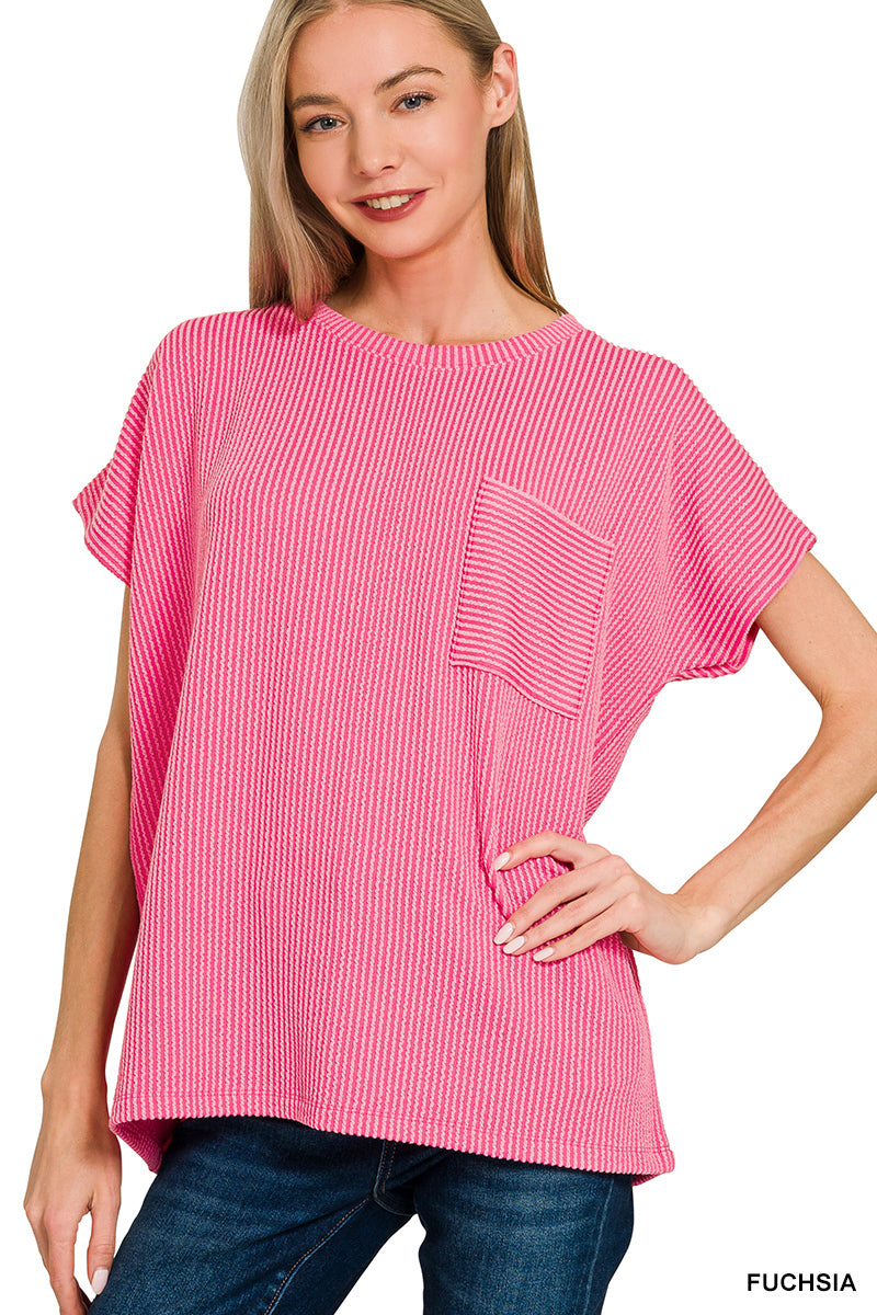 Waffle Pocket Boxy Tee