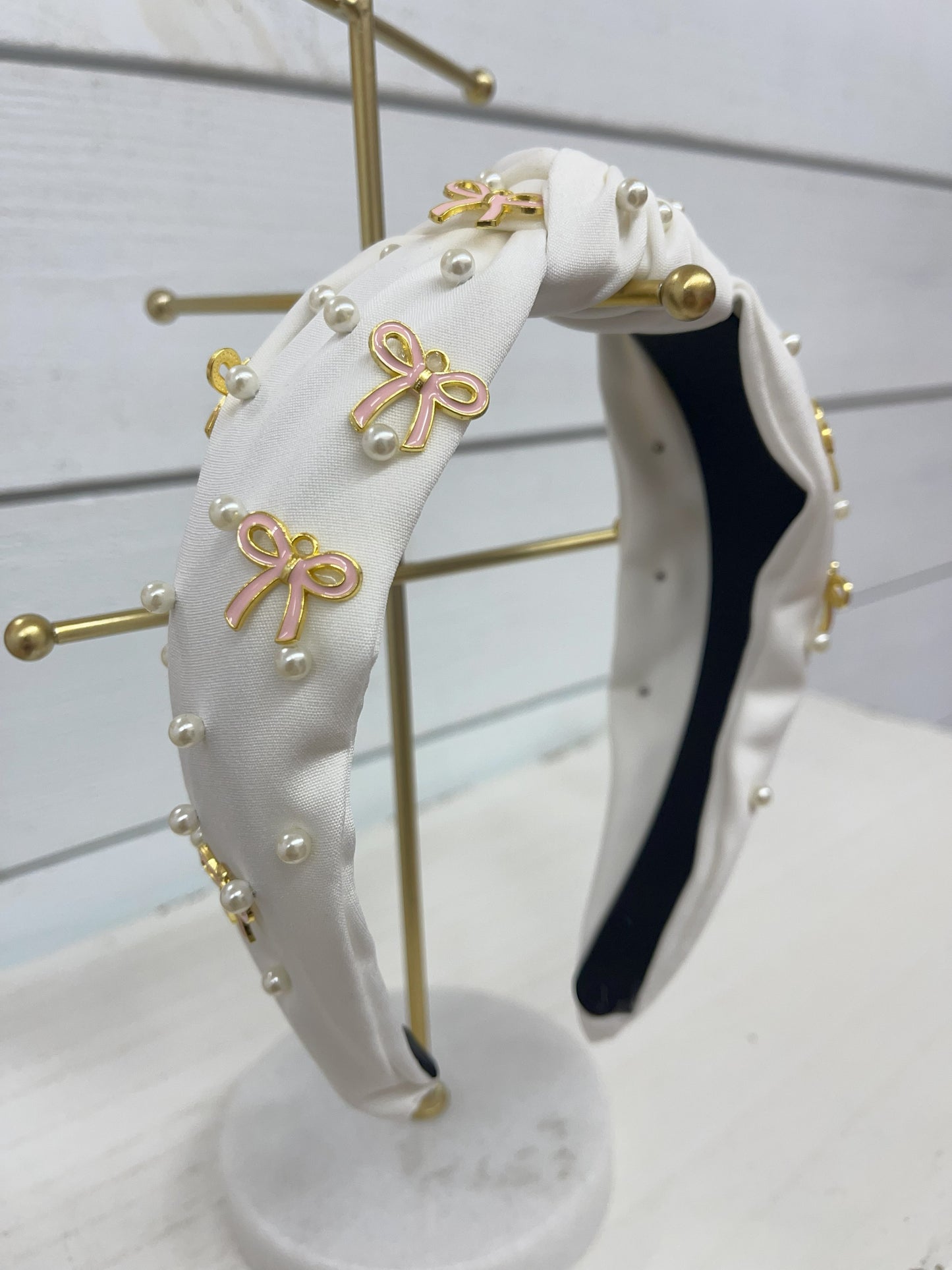 KNOTTED BOW PEARL HEADBAND