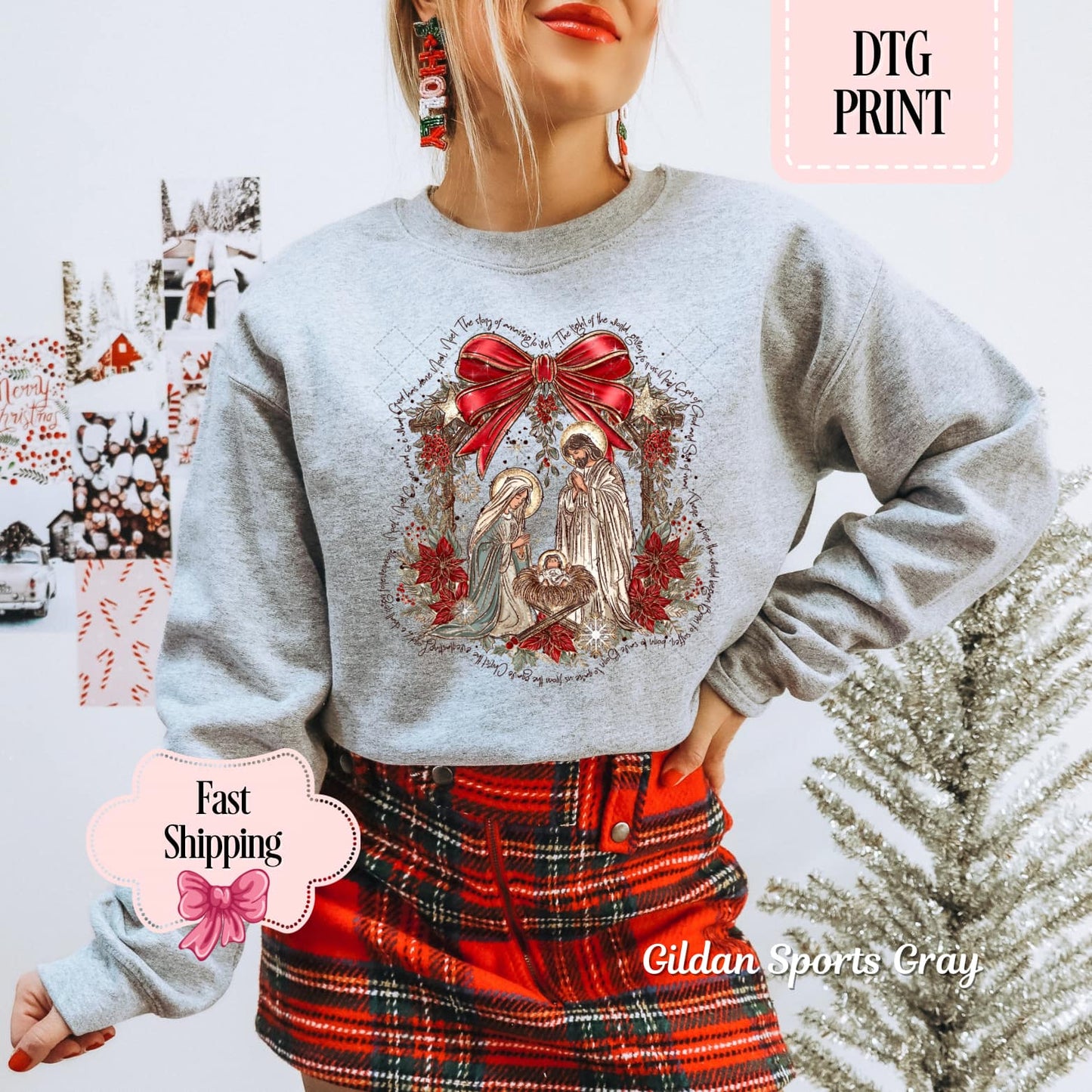 Noel Nativity Scene - DTG - Sport Grey