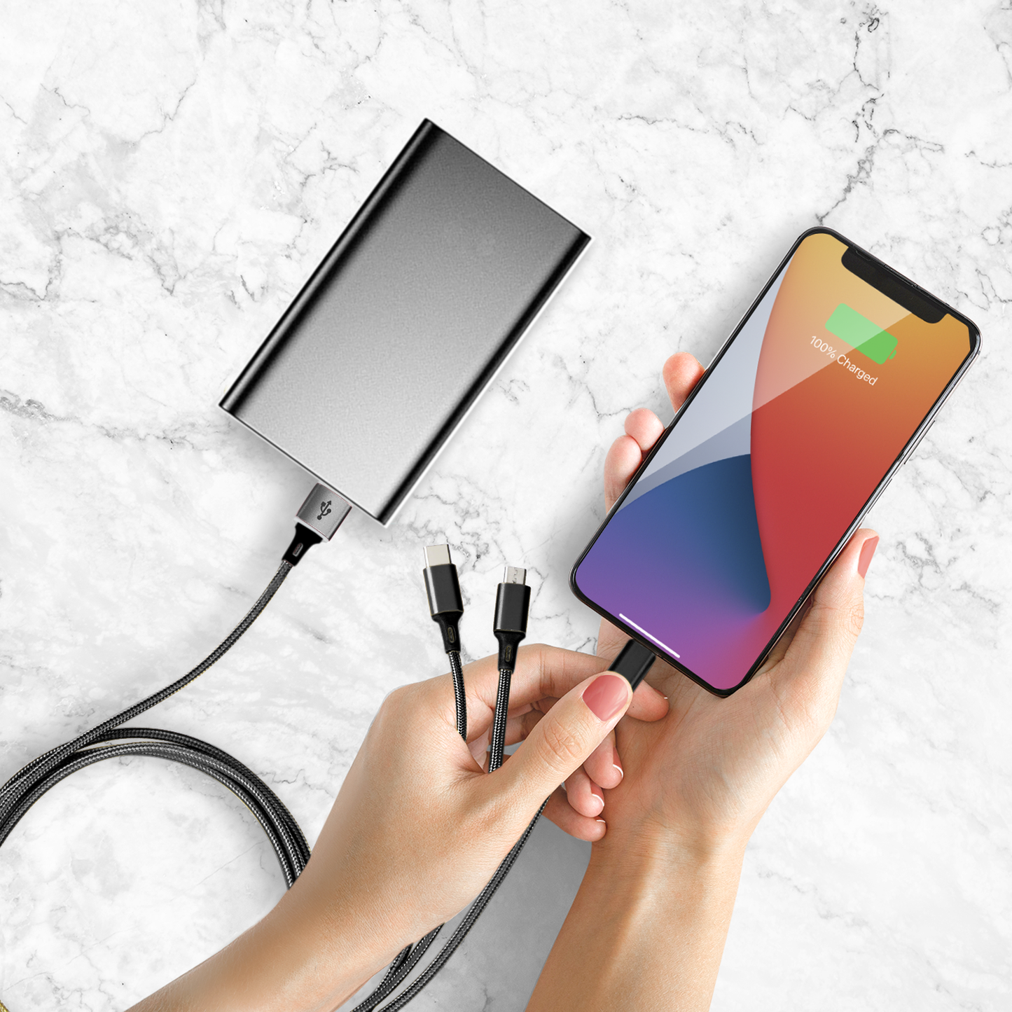 3-in-1 Stay Charged Cable 10 Ft