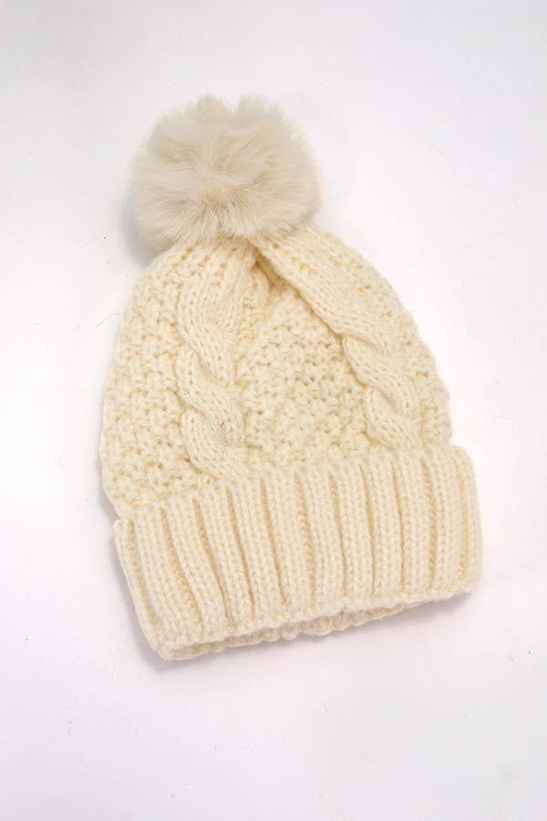CLASSIC CABLE KNOT POM POM BEANIES HAT