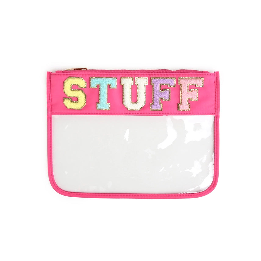 Clear Zippered Varsity Patch Pouch
