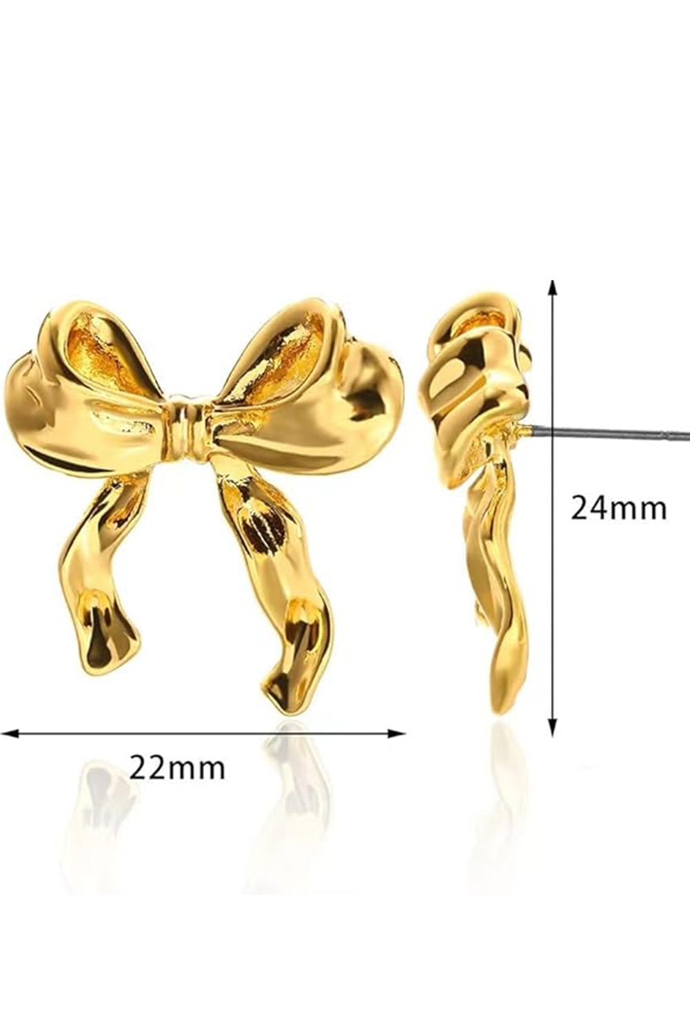 Gold Elegant Bow Studded Earrings