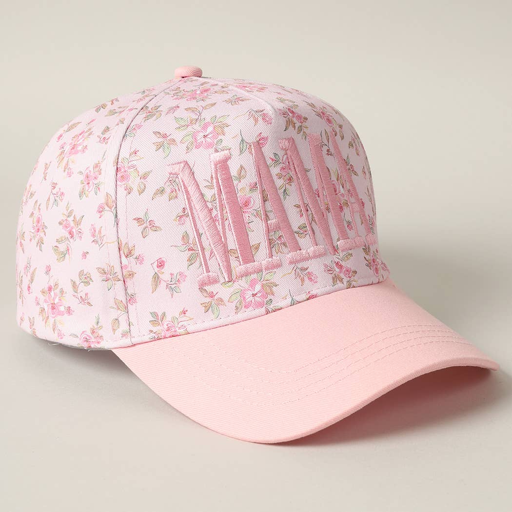 MAMA Embroidered Flower Trucker Hat