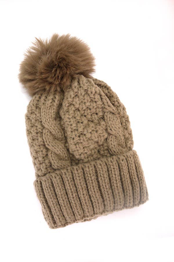 CLASSIC CABLE KNOT POM POM BEANIES HAT