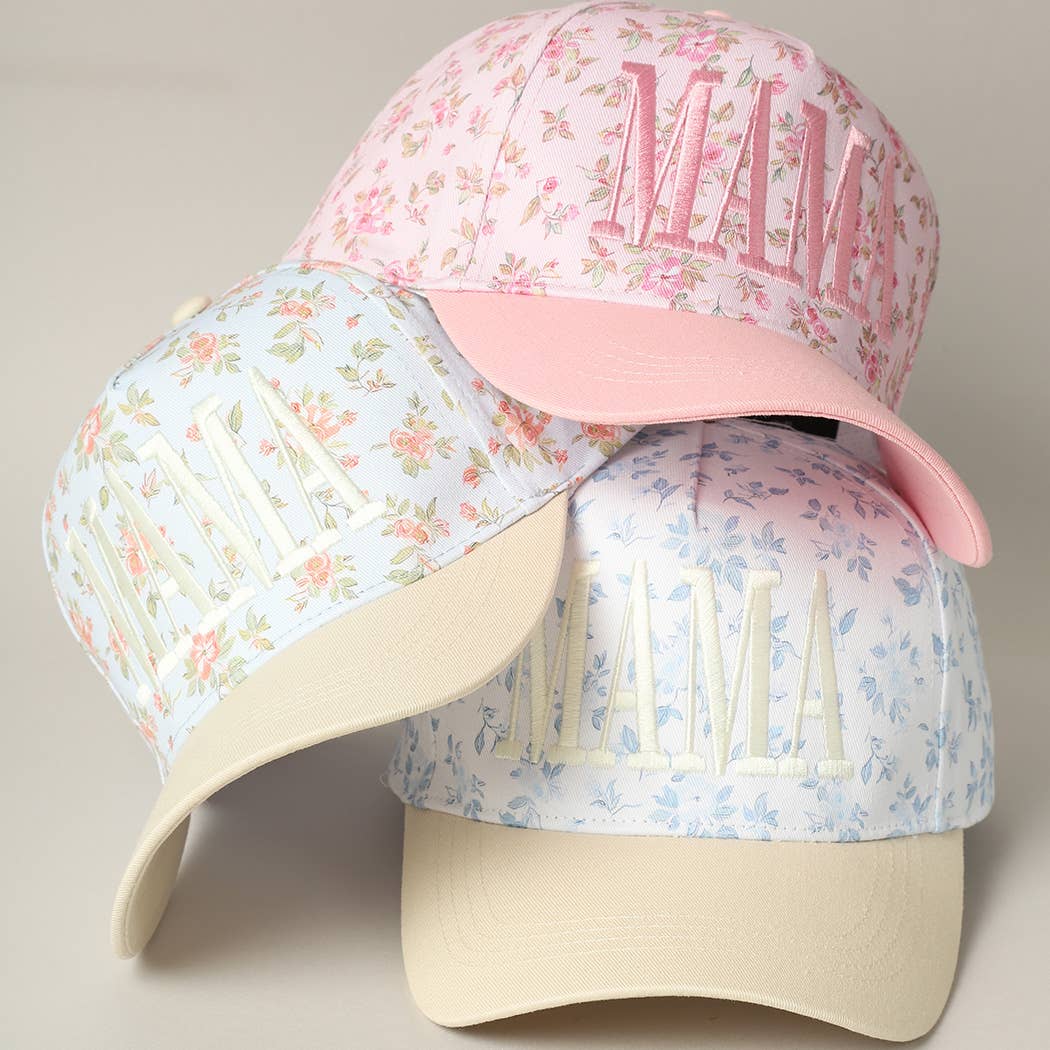 MAMA Embroidered Flower Trucker Hat