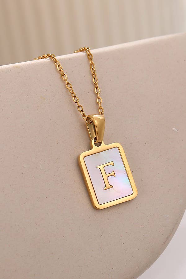 “MOTHER OF PERL” INITIAL STAINLESS STEEL TARNISH FREE NECKLACE