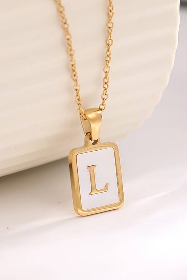 “MOTHER OF PERL” INITIAL STAINLESS STEEL TARNISH FREE NECKLACE