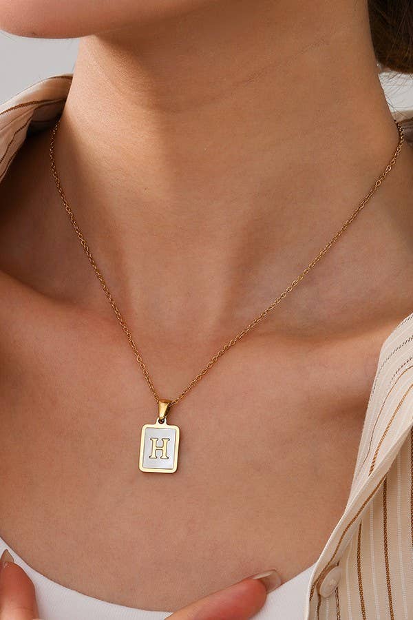 “MOTHER OF PERL” INITIAL STAINLESS STEEL TARNISH FREE NECKLACE