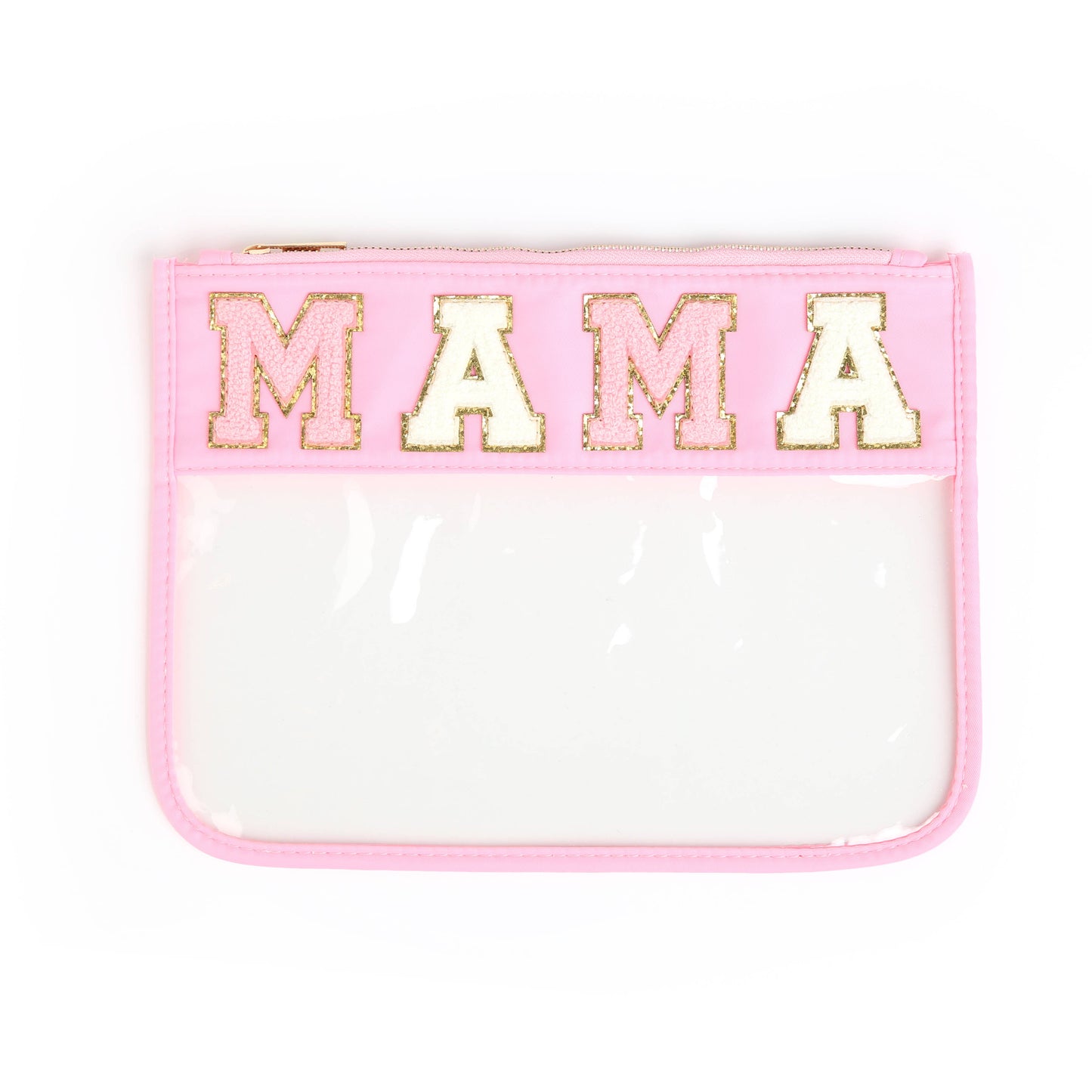 Clear Zippered Varsity Patch Pouch