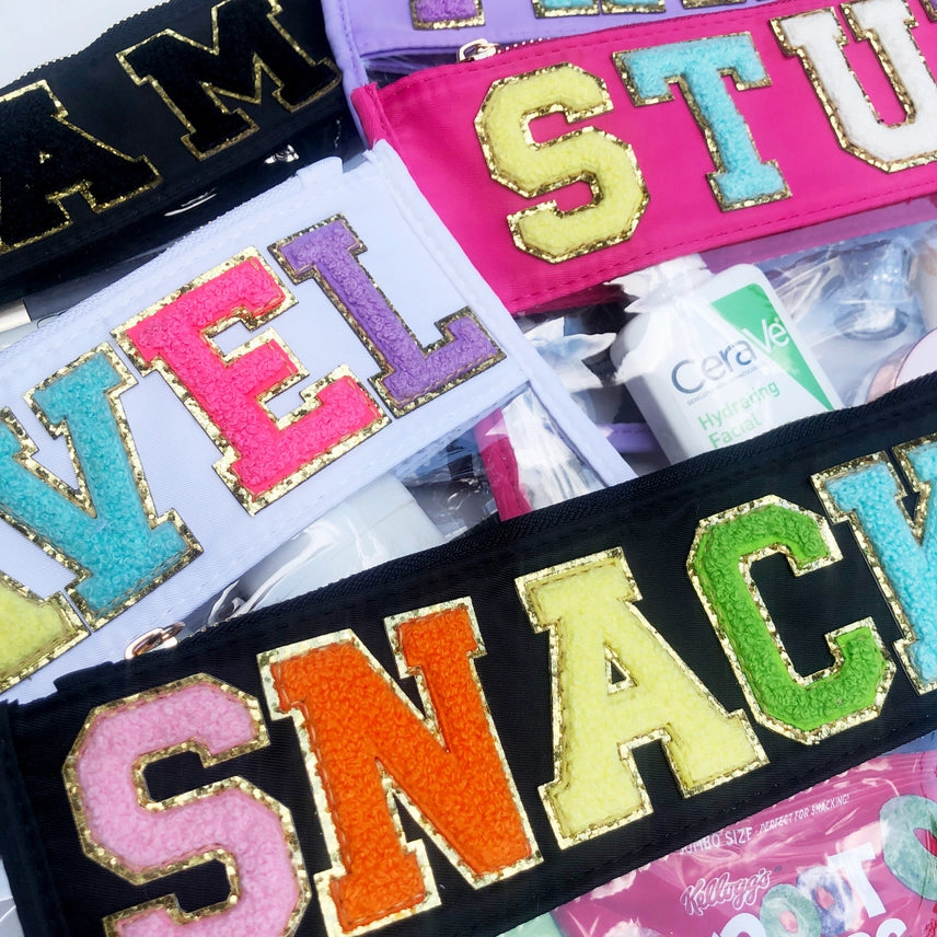 Clear Zippered Varsity Patch Pouch
