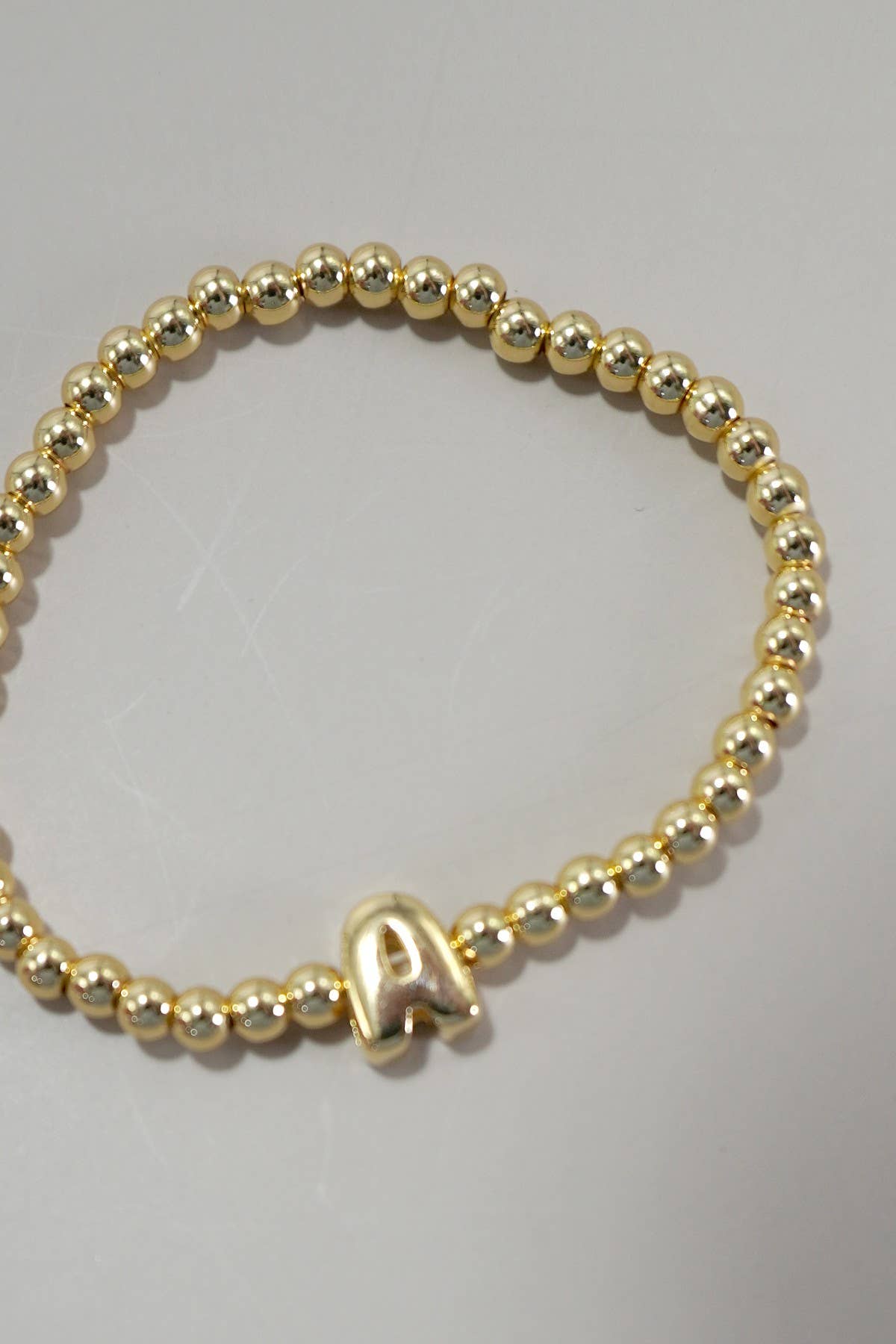 INITIAL MONOGRAM BUBBLE STRETCH BEAD BRACELET